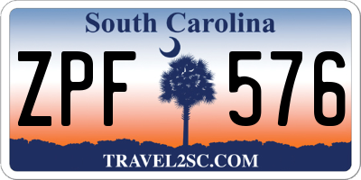 SC license plate ZPF576