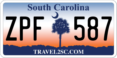 SC license plate ZPF587