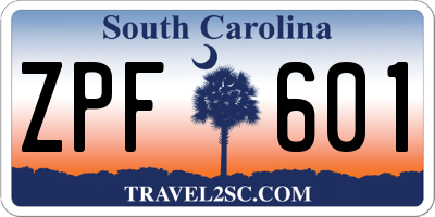 SC license plate ZPF601