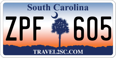 SC license plate ZPF605