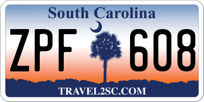 SC license plate ZPF608