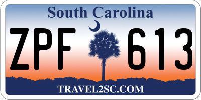 SC license plate ZPF613