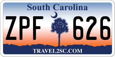 SC license plate ZPF626