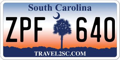 SC license plate ZPF640