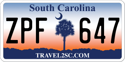 SC license plate ZPF647