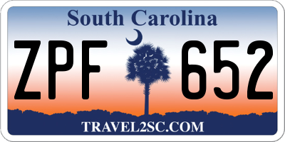SC license plate ZPF652