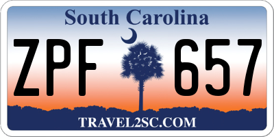 SC license plate ZPF657