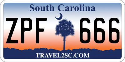 SC license plate ZPF666