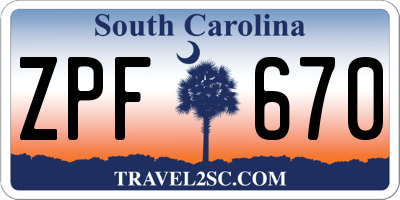 SC license plate ZPF670