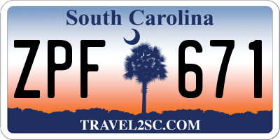 SC license plate ZPF671