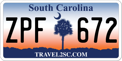 SC license plate ZPF672
