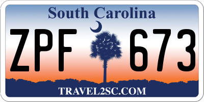 SC license plate ZPF673