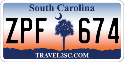 SC license plate ZPF674