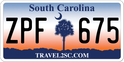 SC license plate ZPF675