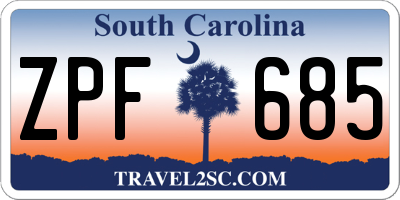 SC license plate ZPF685