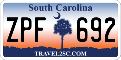 SC license plate ZPF692