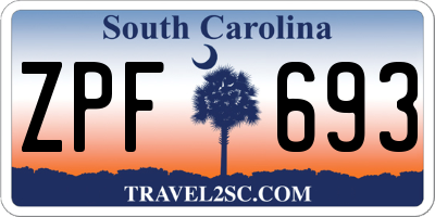 SC license plate ZPF693