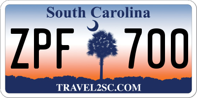 SC license plate ZPF700