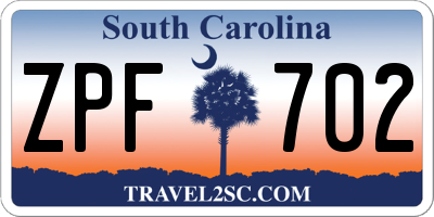 SC license plate ZPF702