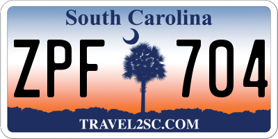 SC license plate ZPF704