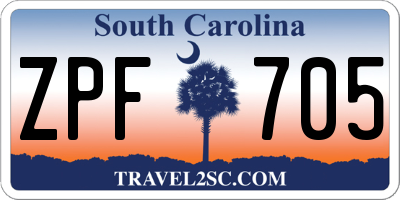 SC license plate ZPF705
