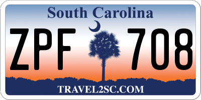 SC license plate ZPF708