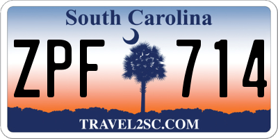 SC license plate ZPF714