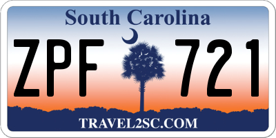 SC license plate ZPF721