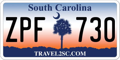 SC license plate ZPF730