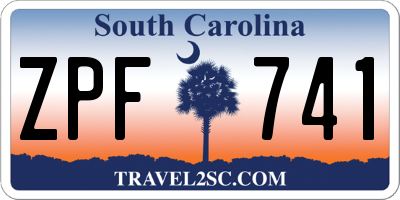 SC license plate ZPF741