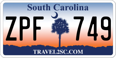 SC license plate ZPF749