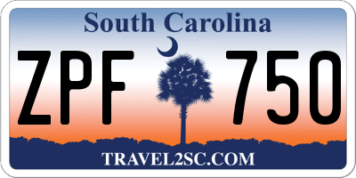 SC license plate ZPF750