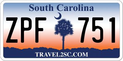 SC license plate ZPF751