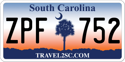 SC license plate ZPF752