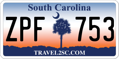 SC license plate ZPF753