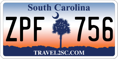 SC license plate ZPF756
