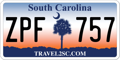 SC license plate ZPF757