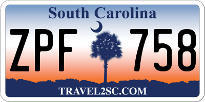 SC license plate ZPF758