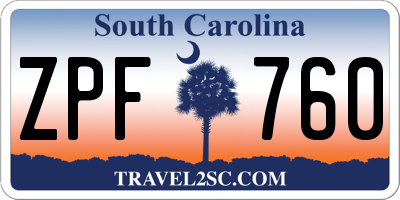 SC license plate ZPF760