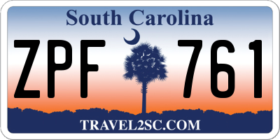 SC license plate ZPF761