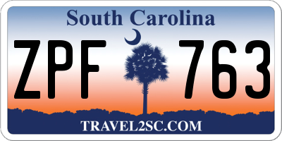 SC license plate ZPF763