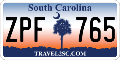 SC license plate ZPF765