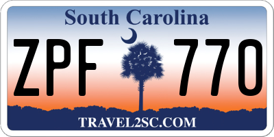 SC license plate ZPF770
