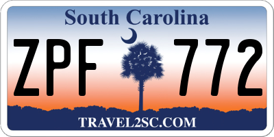SC license plate ZPF772