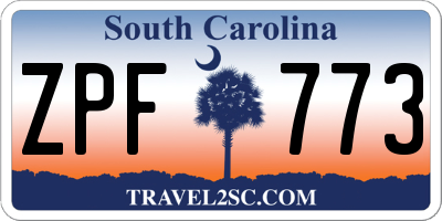 SC license plate ZPF773