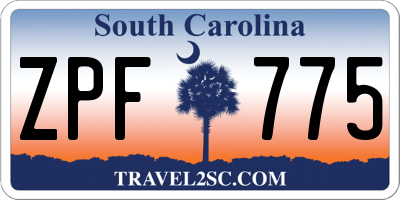 SC license plate ZPF775