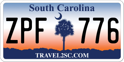 SC license plate ZPF776