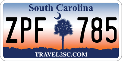 SC license plate ZPF785