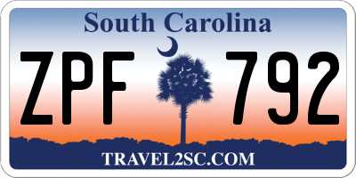 SC license plate ZPF792