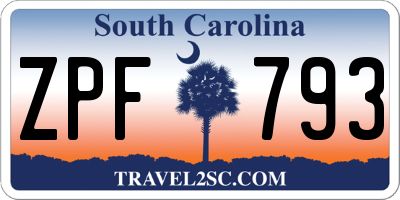 SC license plate ZPF793